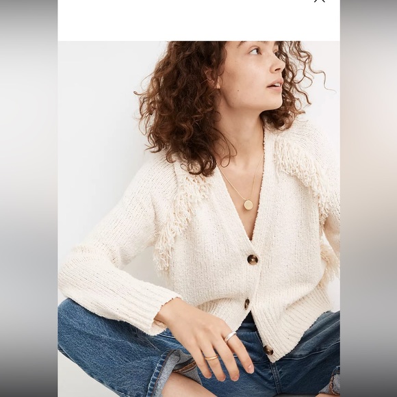 Madewell Ivory Chatterton Fringed Cardigan - Picture 3 of 5